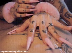 angelssex She finishes him on her nails then plays with it gif