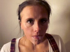 Babe's mouth fullfill by thick load. gif