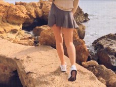 Beauty Walking in Skirt gif