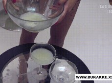 Cum Cocktail! Silvana Jerks off dozens of Guys gif