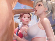 Mercy Showing Dva Her Cock Sucking Skills gif