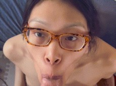 She sucks his big dick for a birthday present gif