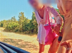 cock exposed to people and a nasty woman makes me cum gif