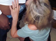 Blonde Wife Cuckold's husband with BBC gif