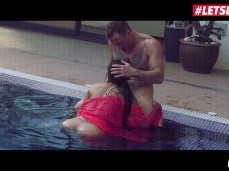 Canela Skin sucks in the pool gif