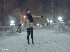 Jeny Smith exhibitionist in snow storm gif