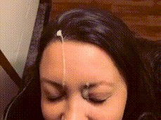 MILF waits patiently to have face cum painted LOL nice facial cumshot gif
