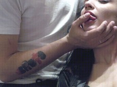 Sucking thumb, kissing, and choking. gif