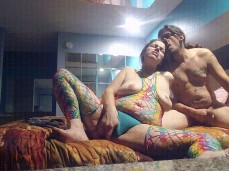 at the Rainbow in rainbow fishnets gif