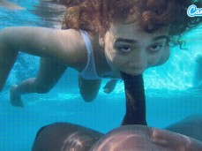Beautiful girl slurps big cock underwater gif