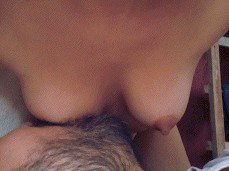 tit sucking handjob gif