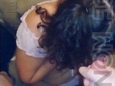 smiling with braids until she gags on a cum shot in her mouth gif