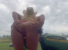 Blonde babe outdoors shows her love gif