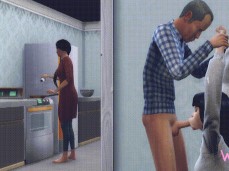 Stepdaughter and stepfather engage in a forbidden relationship in front of gif