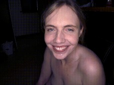 Happy Girl Nodding While Covered In Cum gif