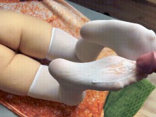 cum on white sstocking soles gif