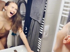 blonde fucked in front of mirror gif