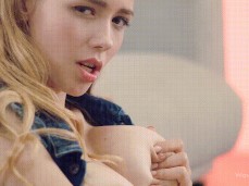 Beautiful Mila squeezes her tit while masturbating gif