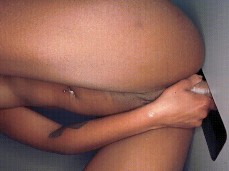 Skinny ebony made him cum in a gloryhole gif