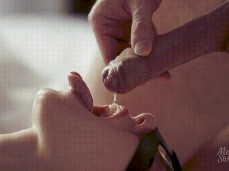 cum fall in mouth gif