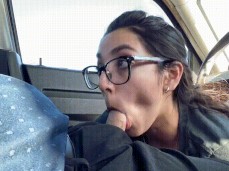 Cutie Sucks in Parking Lot gif