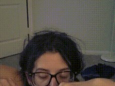Nerdy girl sucks balls gif