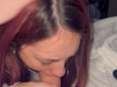 Cute petite tiny redhead sucks cock gif