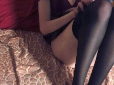 Petite long leg  stripping out of  pantyhose gif