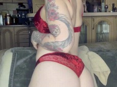 teasing in new red lingerie gif