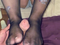 handjob with feet in  socks gif