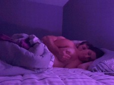 Fondling her big tits as they snuggle gif