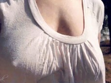 braless big boobs bouncing, pokies through shirt while running gif