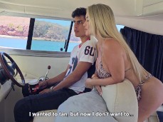 Kourtney Love in tiny bikini teasing  boat captain gif