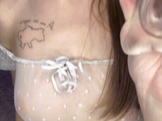 A  slut passionately sucks a rubber dildo and roughly fucks herself gif