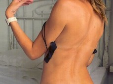 Juicy milf jerks off her pussy and moans for the whole hotel gif