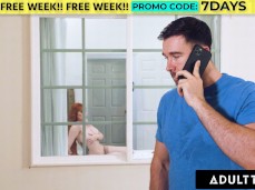 Contractor calls husband while wife Lauren Phillips teases gif