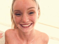 cute blonde with cum on her face gif