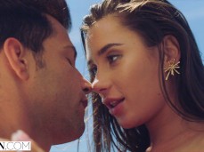 couple enjoy with sexy slurping kisses lips to lips gif