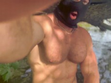 Hot-chested muscle stud Panmetan films himself fucking in a river 0153-1 5 gif