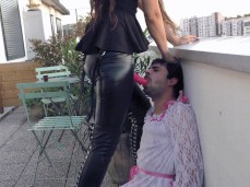 sissy giving a blowjob for a great mistress gif