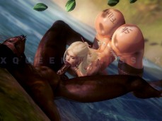 BigBoobed Blonde Pleasing and Pleasuring her Black Master gif