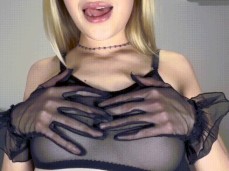 Cute blonde flirting before sex gif