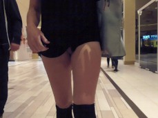 Goth exhib pussy flash in mall gif