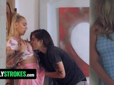 Kay Lovely masturbates to her brother sucking Kendra Sunderland's tits gif