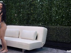 Skylar Vox undressing to bra and thong gif