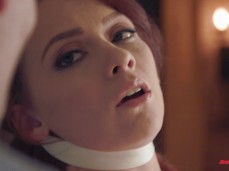 Sexy secretary Athena Rayne masturbates while be choked gif