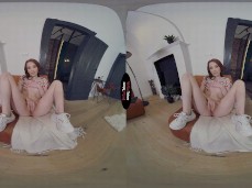 Sweet redhead teen in white shoes start fingering her wet pink pussy gif