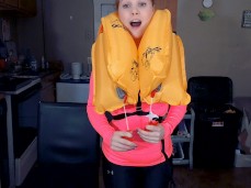 Inflating Airplane Lifevest gif