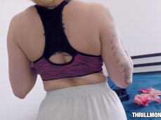 Harlow showing off her sweatpants gif