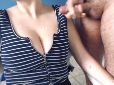 Surprise cum cleavage gif